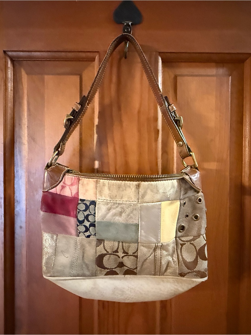 Coach 2190 Patchwork Leather Shoulder Bag in Multicolor